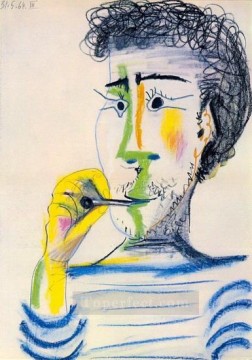  cigarette - Head of Bearded Man with Cigarette III 1964 cubist Pablo Picasso